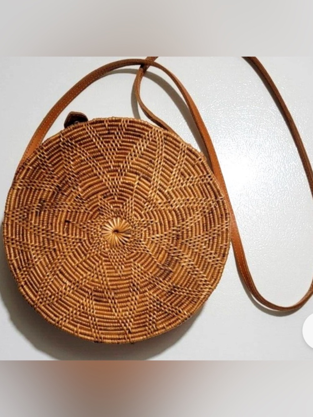 Bali Round Straw Crossbody Bag - Natural Straw - Picture 2 of 12